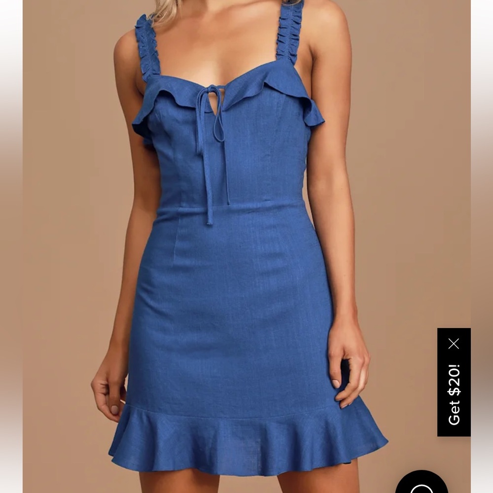 Lulus Days Like This Royal Blue Sleeveless Ruffled Mini Dress - Size M